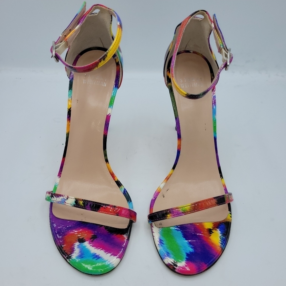 Stuart Weitzman Strappy Multi Color High Heels Size 8.5 M - Picture 4 of 14